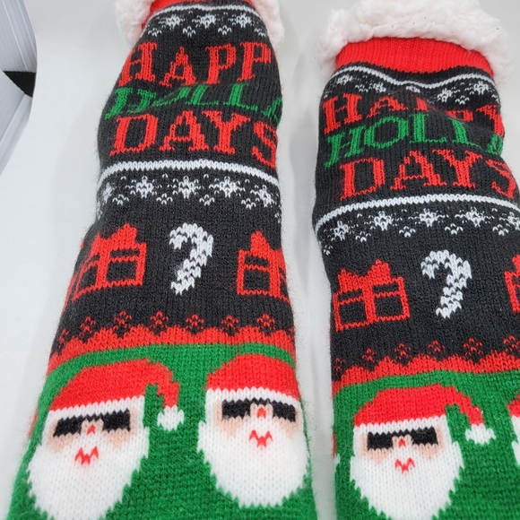 Holiday Santa Slipper Socks- Like New! - Picture 2 of 4